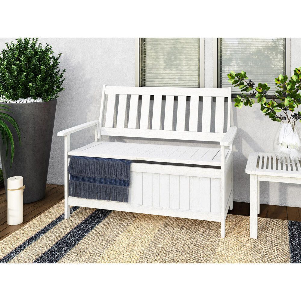 CorLiving Miramar Patio Storage Bench in White, , large