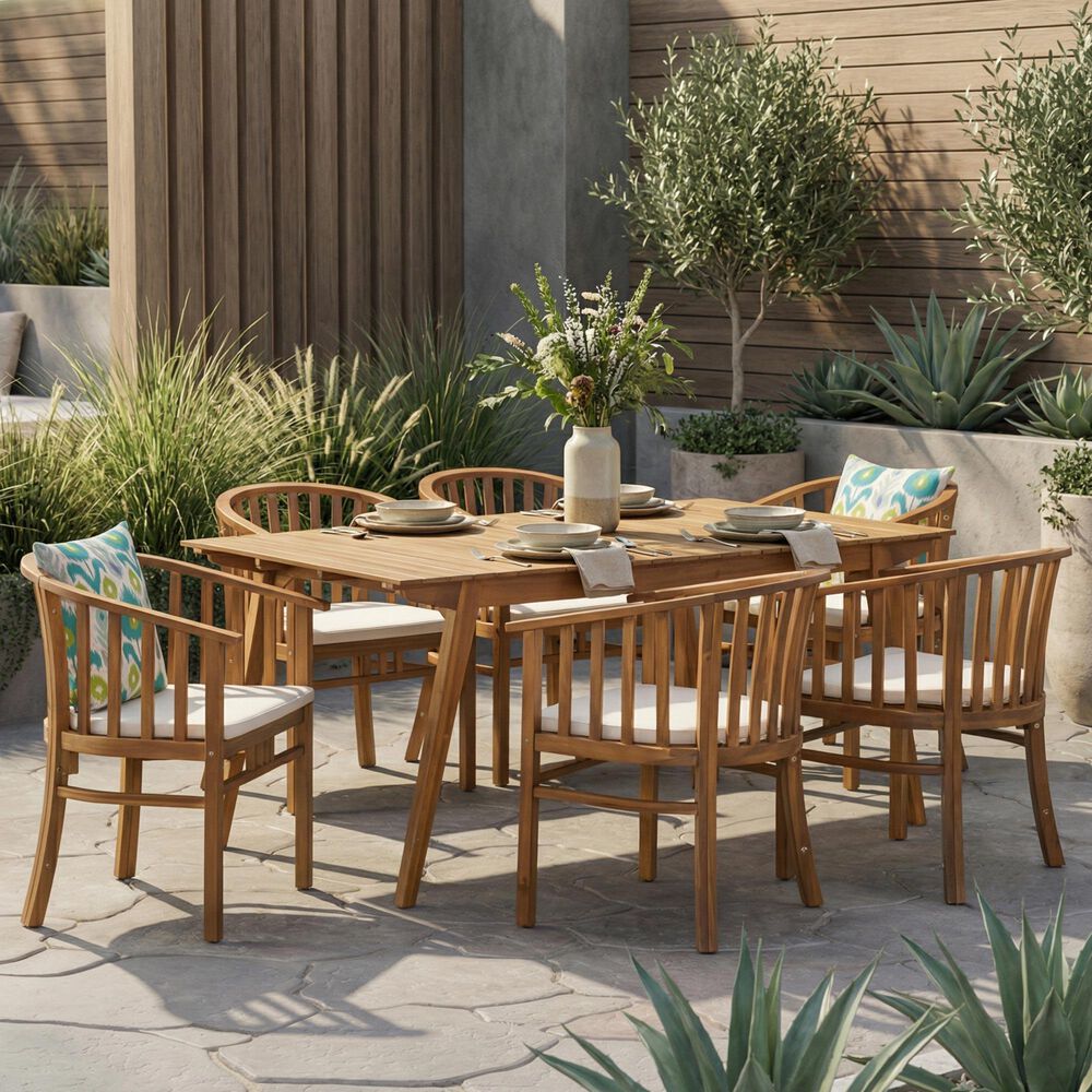 Hearth and Haven 7-Piece Outdoor Dining Set in Teak, , large