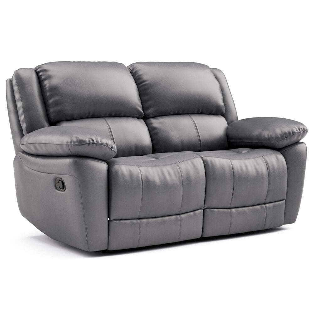 Furniture of America Glarus Manual Reclining Loveseat in Dark Gray, , large