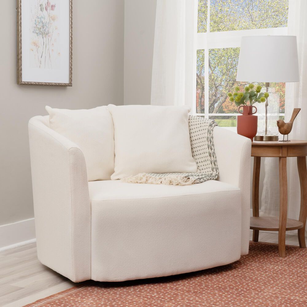 Linon Home Decor Rory Swivel Accent Chair in Off White, , large