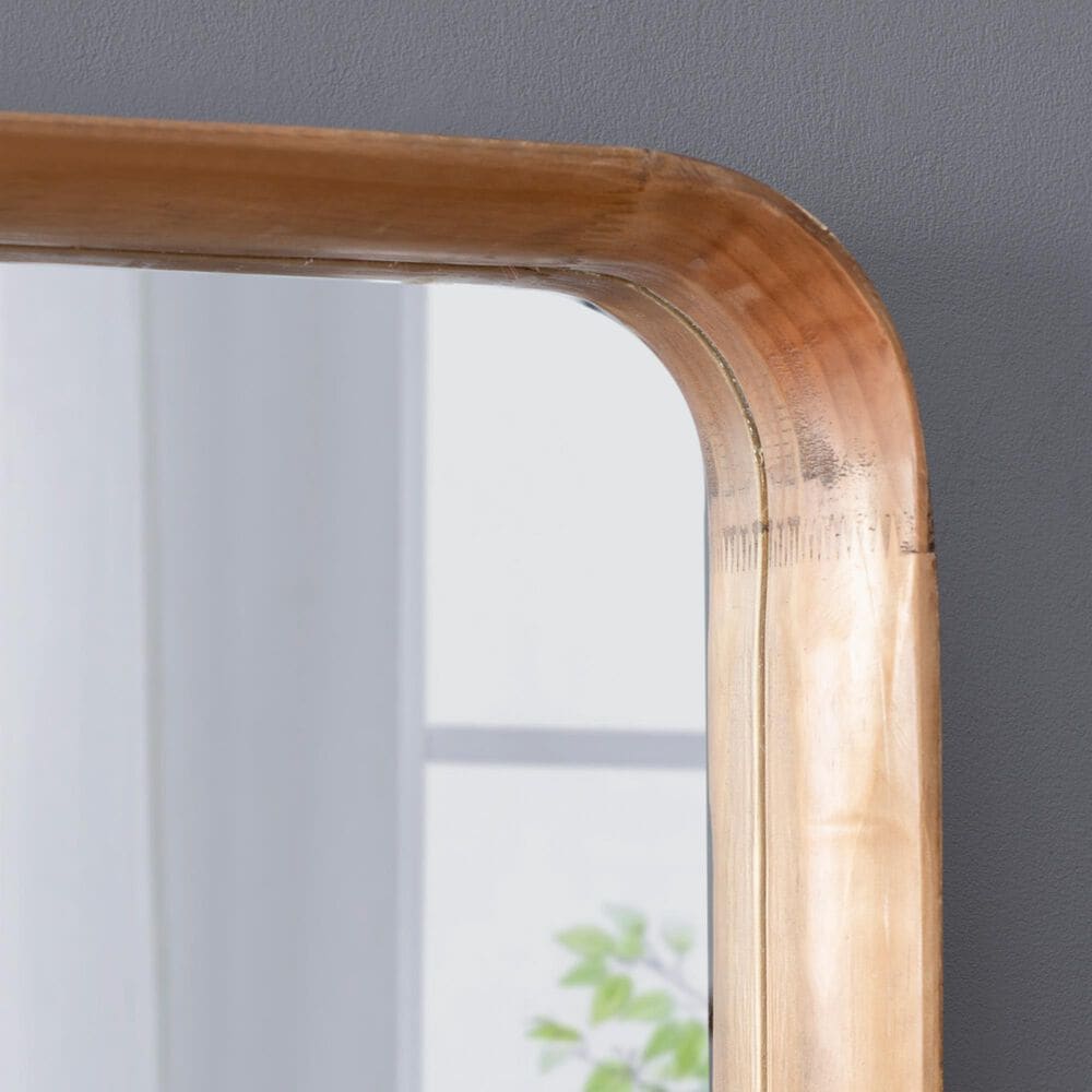 Hearth and Haven Square Wall Mirror with Wood Frame in Brown, , large