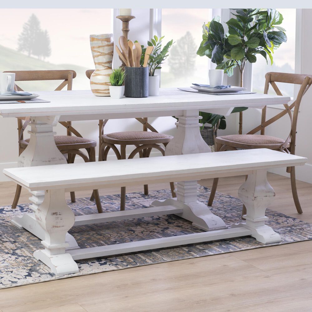 Linon Home Decor Mcleavy Bench in White, , large