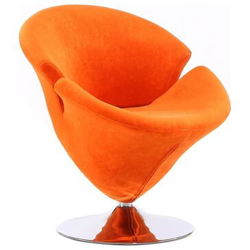 Dayton Tulip Swivel Accent Chair in Orange Velvet, , large