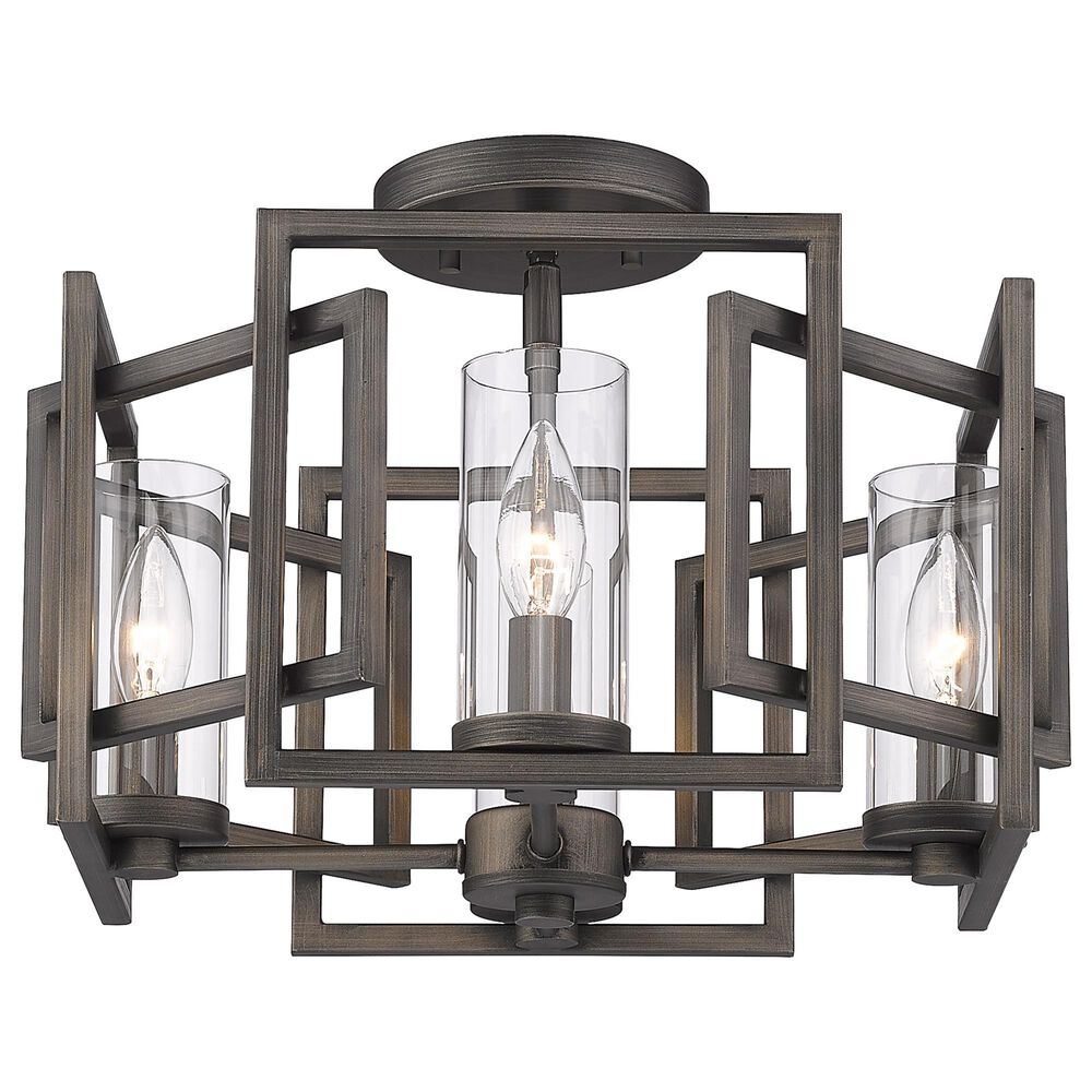 Golden Lighting Marco 4-Light Flush Mount in Gunmetal Bronze, , large