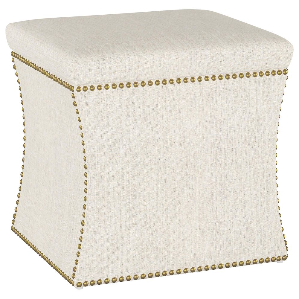 Skyline Furniture Turner Storage Ottoman in Linen Talc, , large
