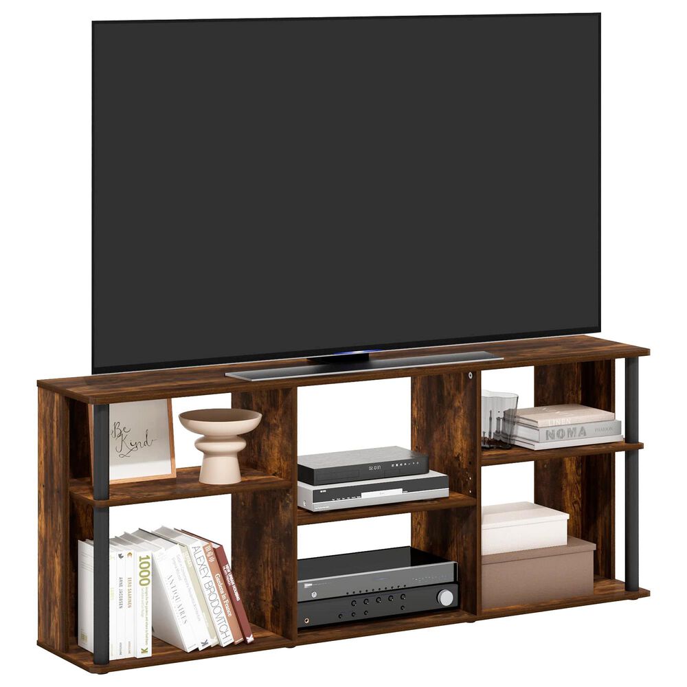 HOMLUX 58" TV Stand in Amber Pine and Black, , large