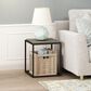 HOMLUX Cube Stackable End Table in French Oak Grey and Black, , large