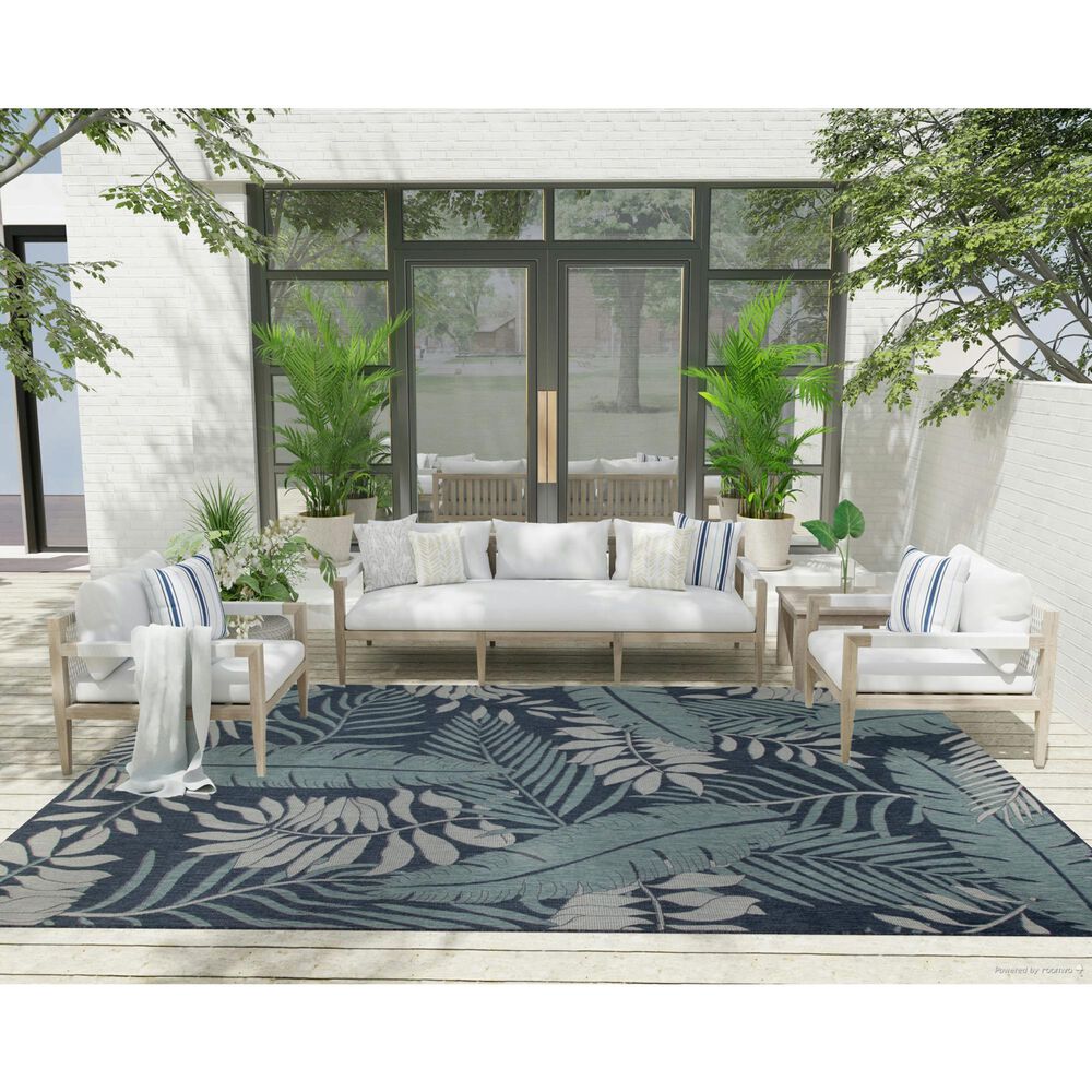 Nourison Garden Oasis GOA02 Navy 8&#39; x 10&#39; Indoor/Outdoor Area Rug, , large