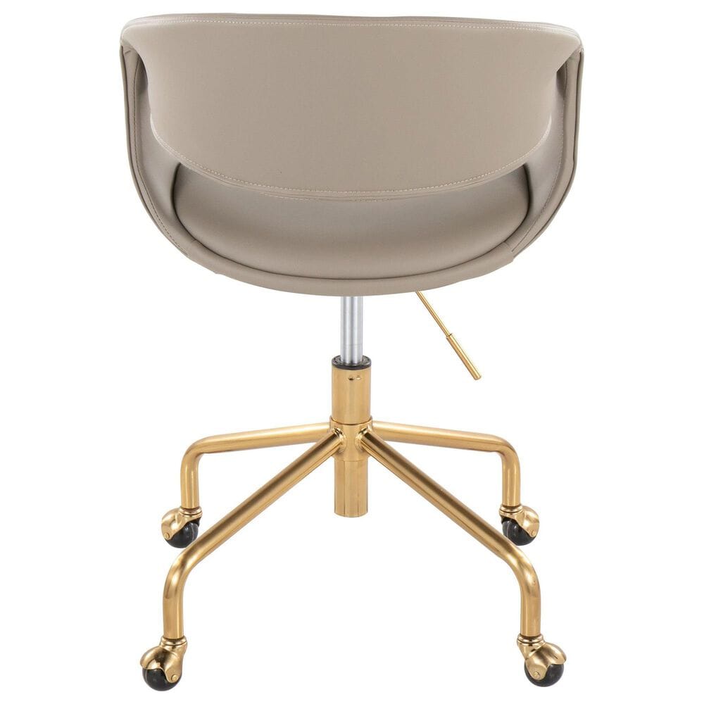 Lumisource Curvo Task Chair with Light Grey Cushion in Gold, , large