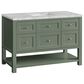 James Martin Vanities Breckenridge 48" Single Bathroom Vanity in Smokey Celadon with 3 cm Eternal Jasmine Pearl Silestone Top, Rectangular Sink and FreePower Wireless Charger, , large