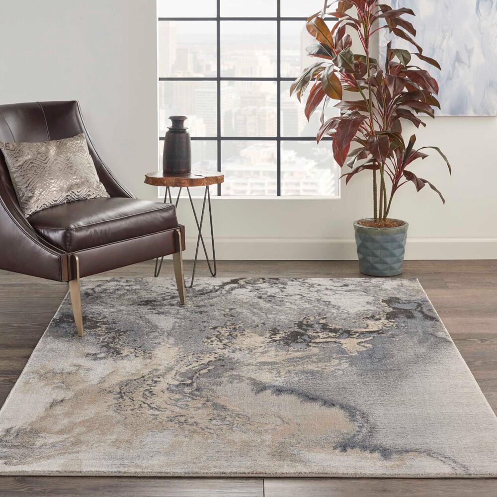Nourison Maxell Grey 5&#39;3&quot; x 7&#39;3&quot; Area Rug, , large