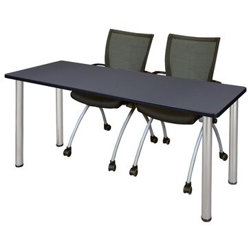Regency Global Sourcing Kee 3-Piece Training Table Set in Grey/ Chrome/ Black, , large