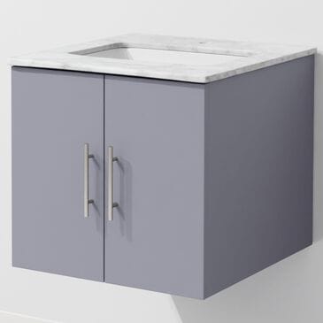 Lexora Home Geneva 24" Single Bathroom Vanity in Dark Grey with 2 cm White Carrara Marble Top and Rectangular Sink, , large