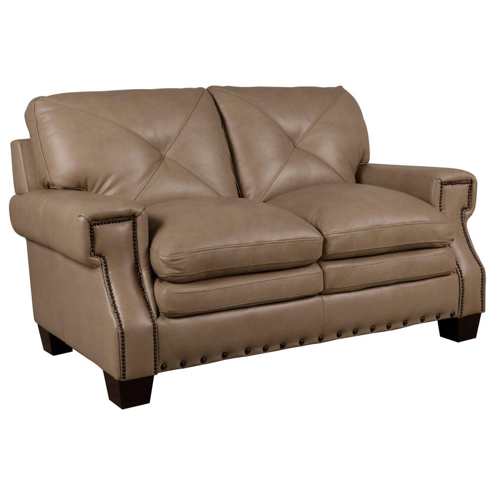 Bordeaux &amp; Co Stationary Leather Sofa and Loveseat Set in Juno Pebble, , large