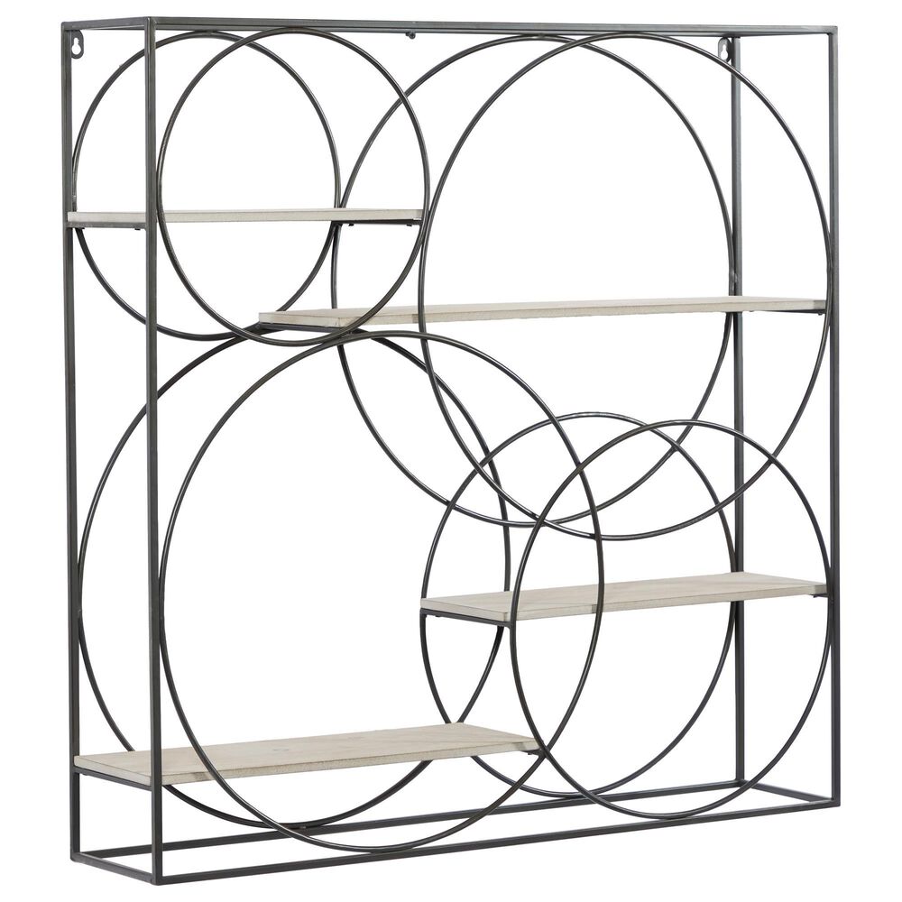 Maple and Jade 32" x 32" Wall Shelf in Charcoal Grey and Natural Brown, , large