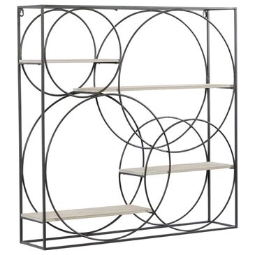 Maple and Jade 32" x 32" Wall Shelf in Charcoal Grey and Natural Brown, , large