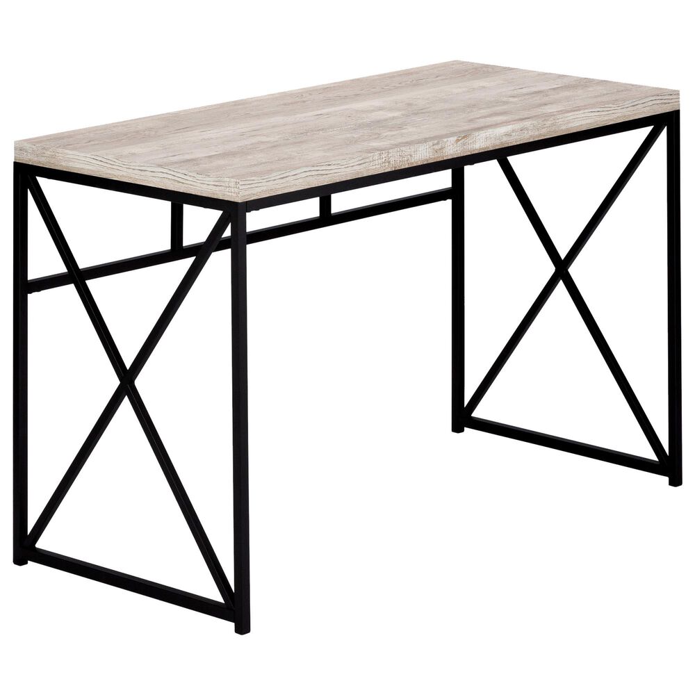 Monarch Specialties 48" Computer Desk in Taupe Reclaimed Wood and Black, , large