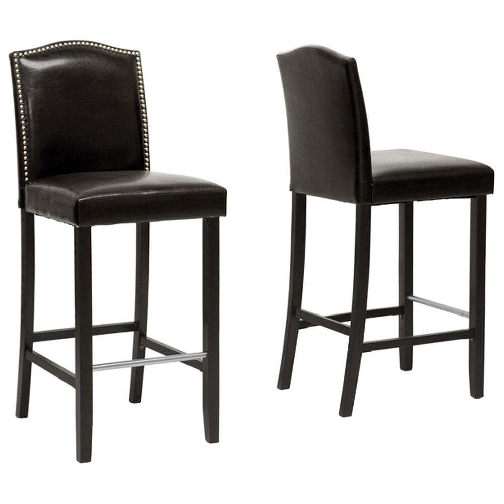 Baxton Studio Libra Bar Stool in Dark Brown (Set of 2), , large