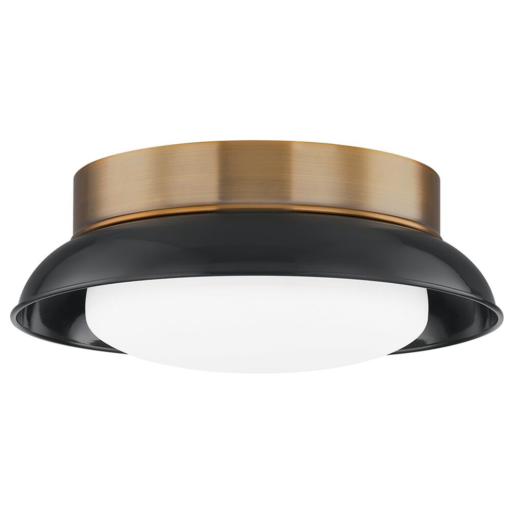 Troy Lighting Arnie 2-Light Flush Mount in Patina Brass and Gloss Black, , large