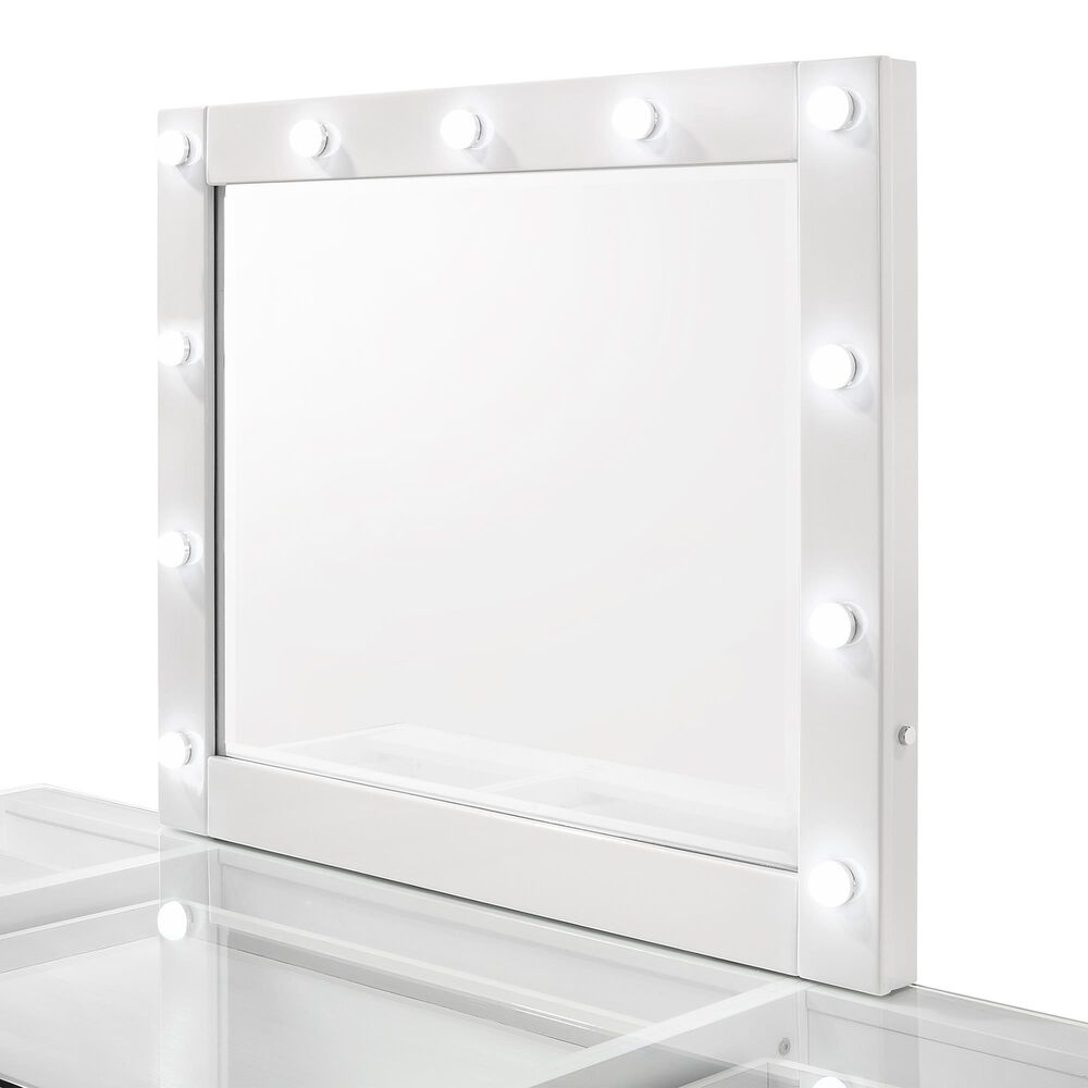 Crown Mark Avery Vanity Set with Stool in White, , large