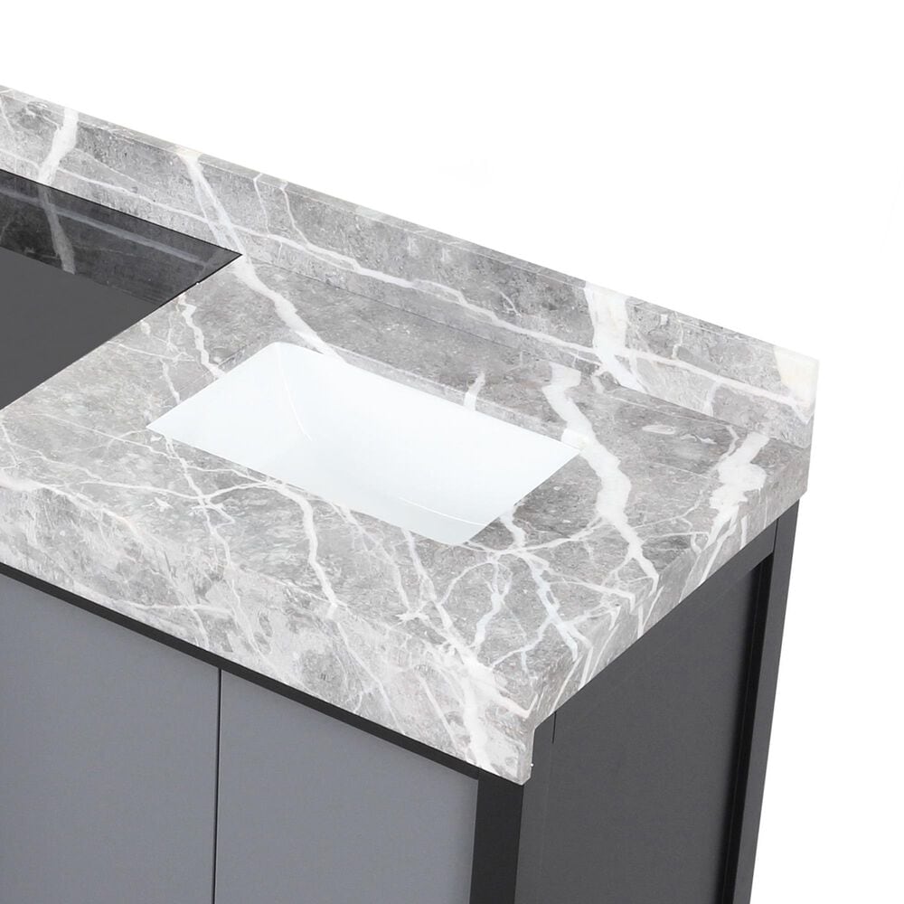 Lexora Home Zilara 72&quot; Double Bathroom Vanity in Black and Grey with 11 cm Castle Grey Marble Top and Rectangular Sinks, , large