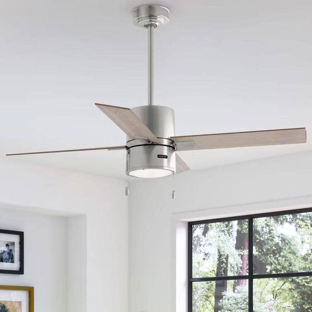 Hunter Beck 52&quot; Ceiling Fan with LED Lights in Brushed Nickel, , large