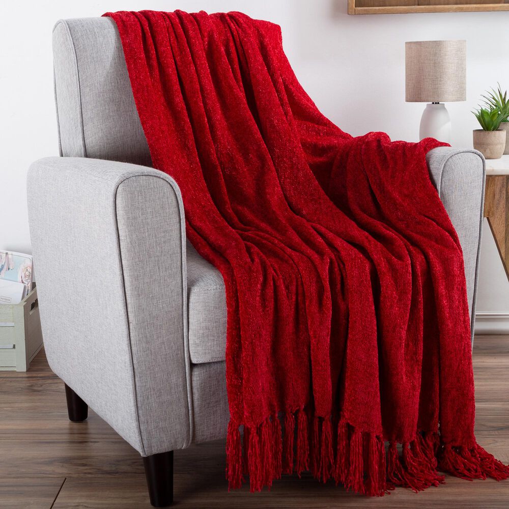 Timberlake LHC 60" x 70" Ultra Soft Chenille Throw in Vineyard Red, , large