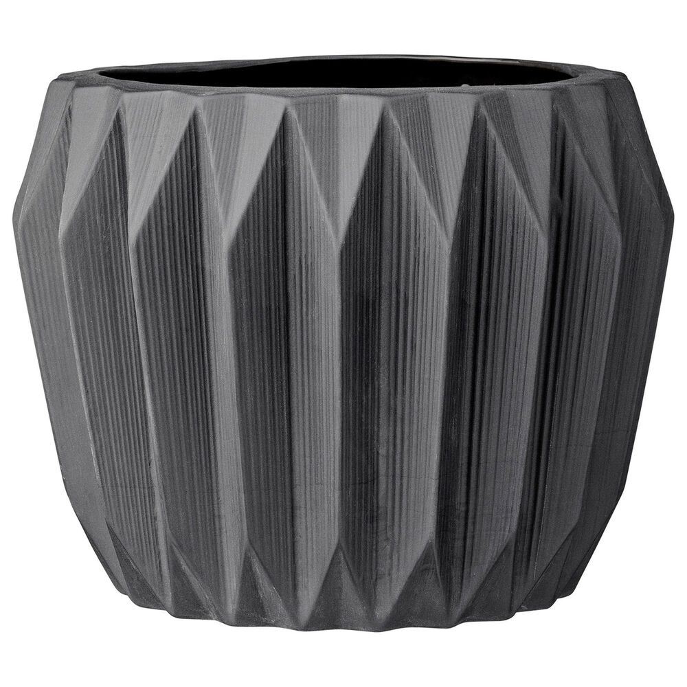 Creative Coop Round Fluted Planter in Matte Grey, , large