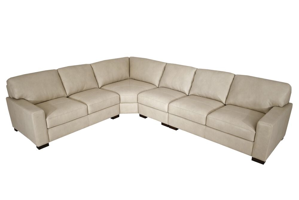 SOFTLINE Dutton 4-Piece Leather Sectional in Ivory, , large