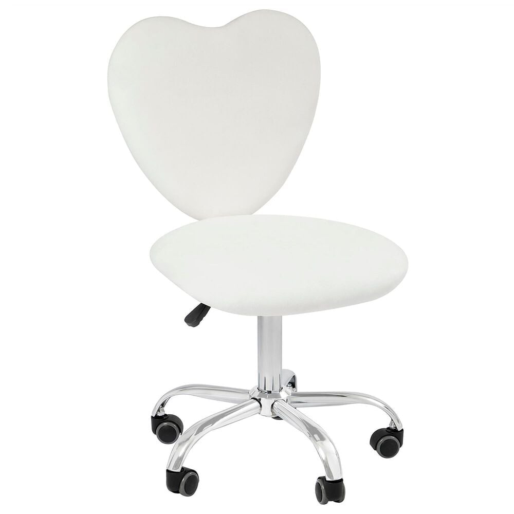Impressions Vanity Heart Swivel Vanity Chair with White Cushion in Matte Silver, , large