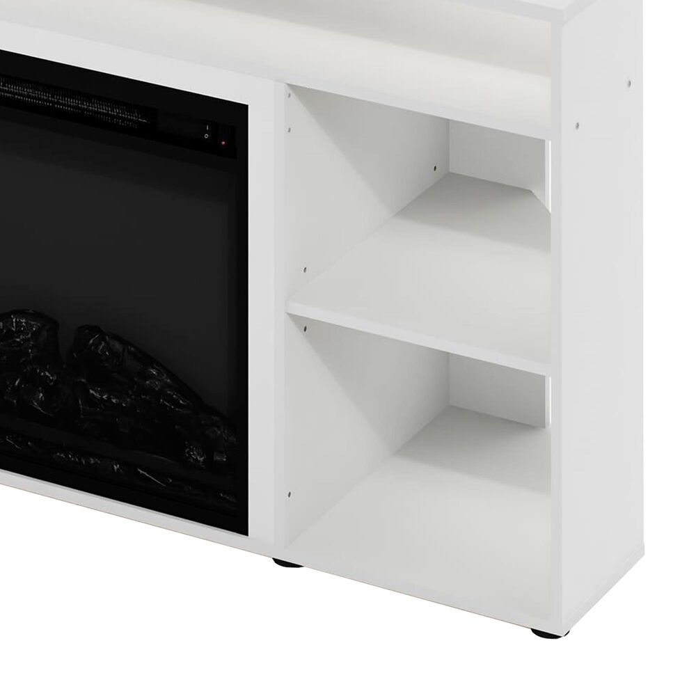 HOMLUX 47" Corner TV Stand with Electric Fireplace in White, , large