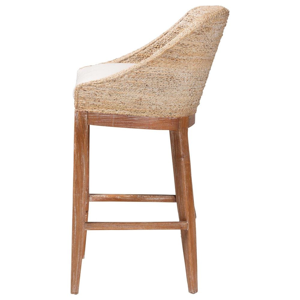 Baxton Studio Jasper Bar Stool in White Wash, , large