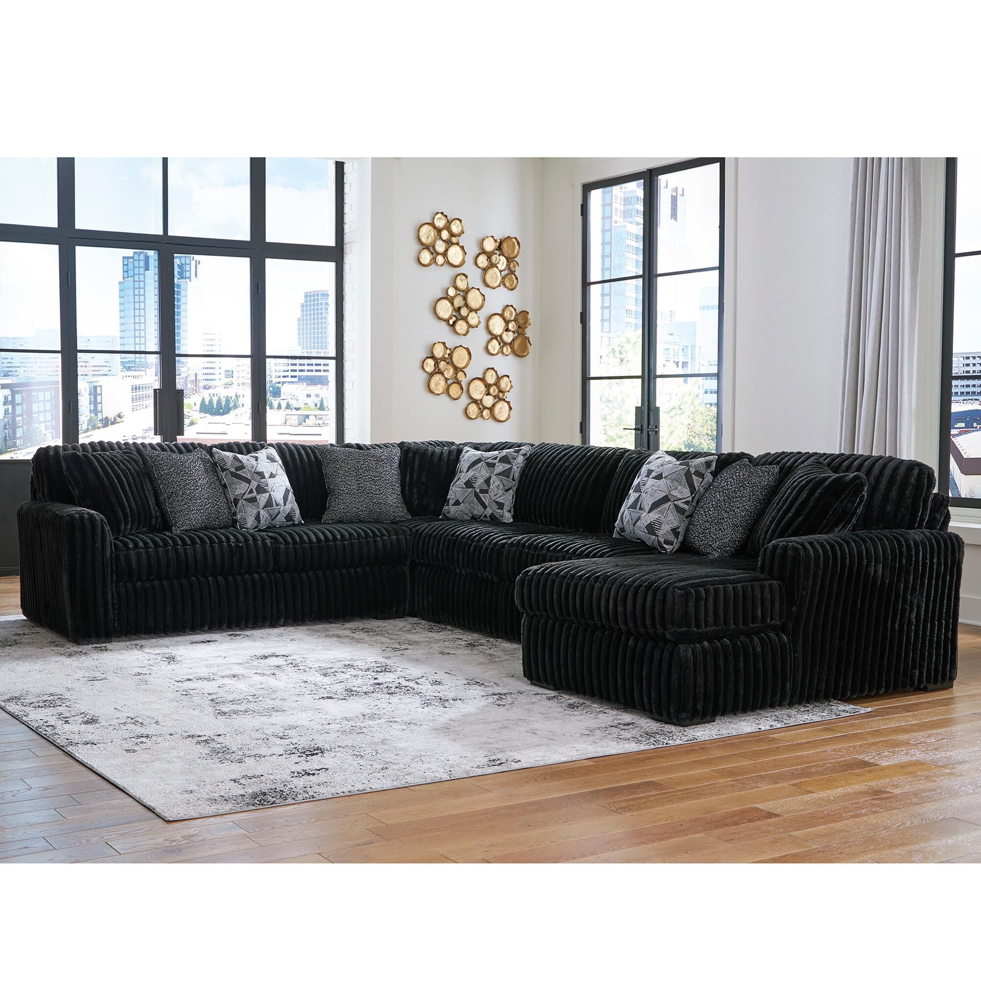 Ashley Midnight-Madness 4-Piece Sectional with Right-Facing Chaise