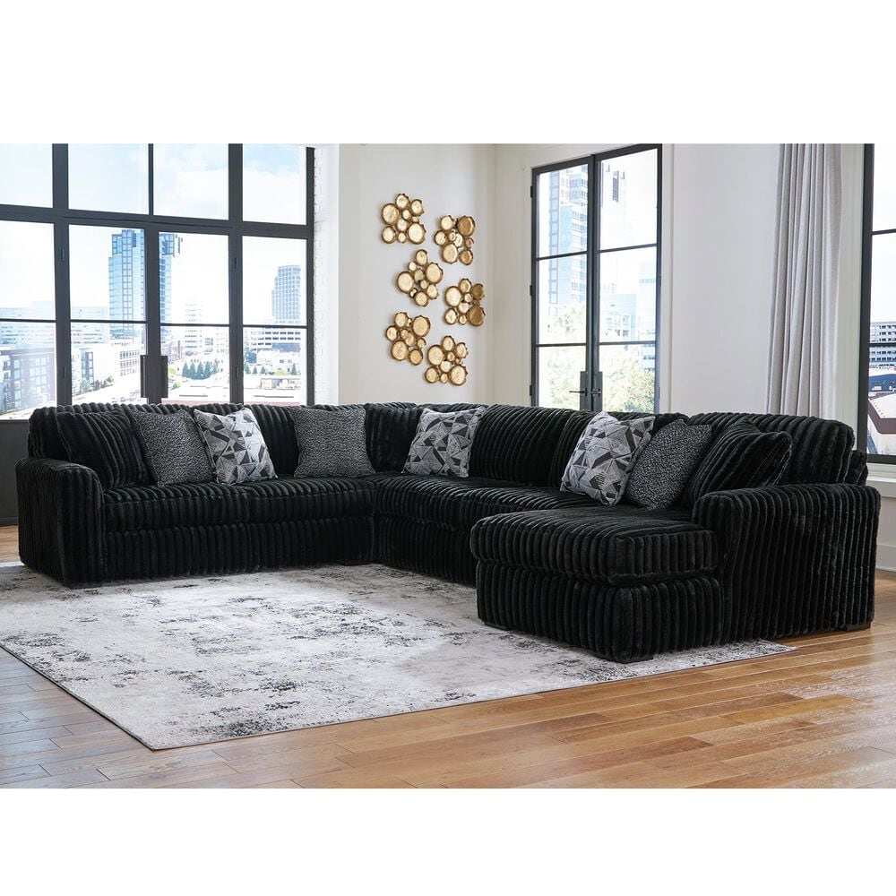 Ashley Midnight-Madness 4-Piece Sectional with Right-Facing Chaise in Onyx, , large