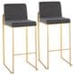 Lumisource Fuji High Back Barstool with Charcoal Fabric in Gold (Set of 2), , large