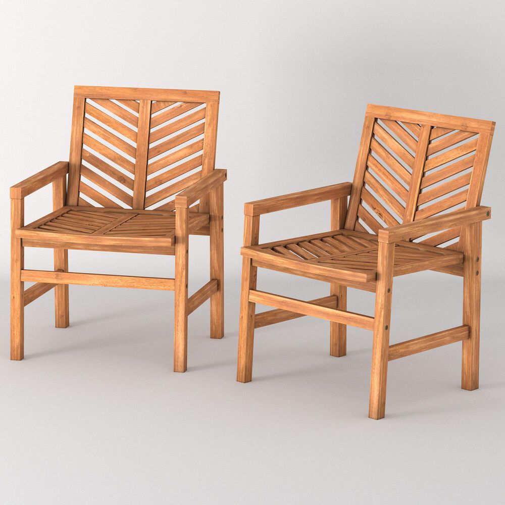 Walker Edison Vincent Patio Chair in Brown &#40;Set of 2&#41;, , large