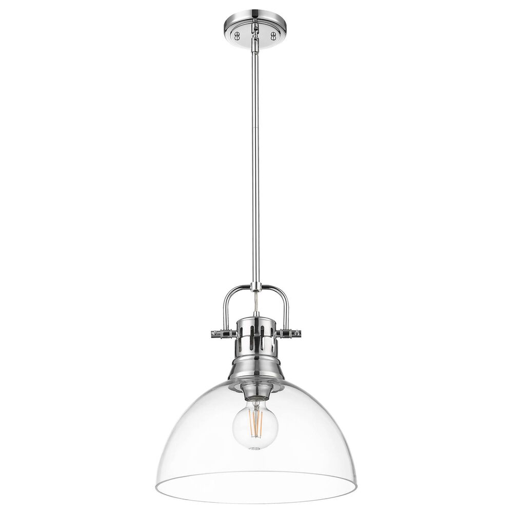 Golden Lighting Duncan 1-Light Pendant with Rod and Clear Shade in Chrome, , large