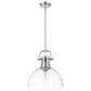 Golden Lighting Duncan 1-Light Pendant with Rod and Clear Shade in Chrome, , large
