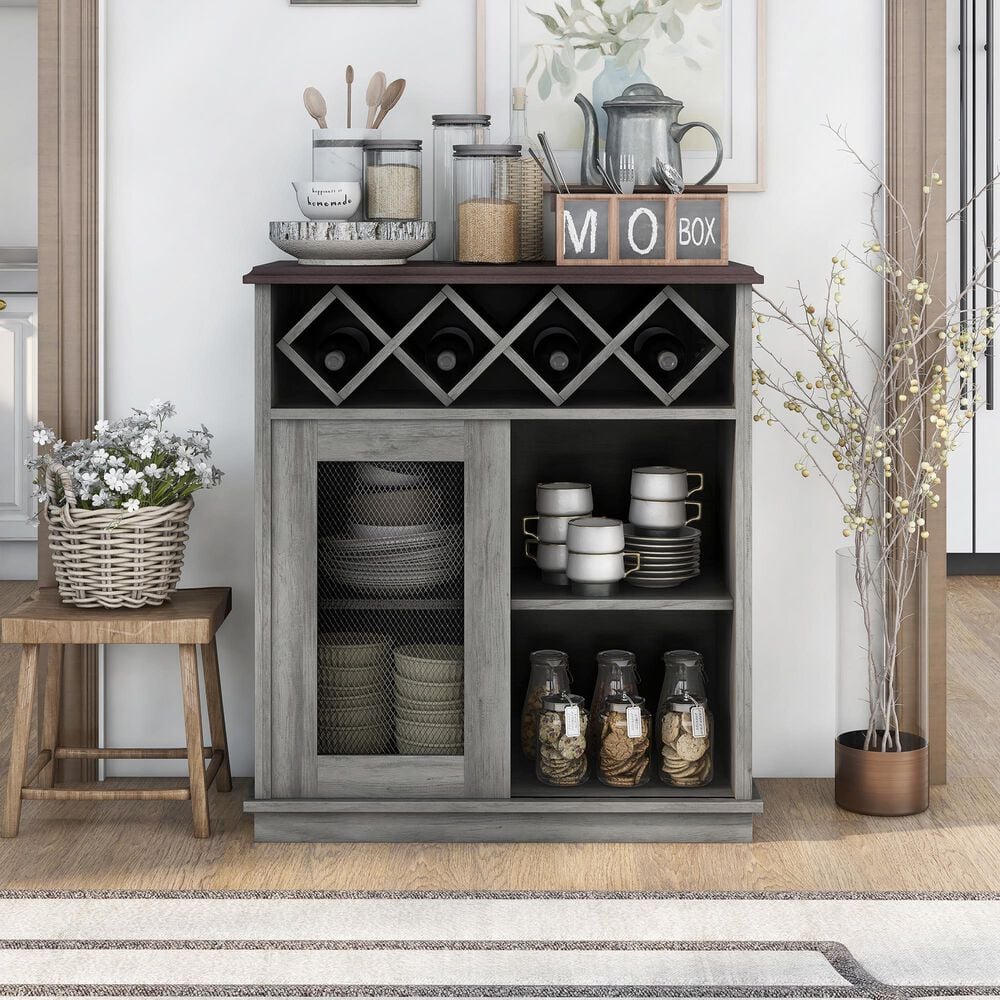 Furniture of America Clegg Buffet in Vintage Gray Oak, , large