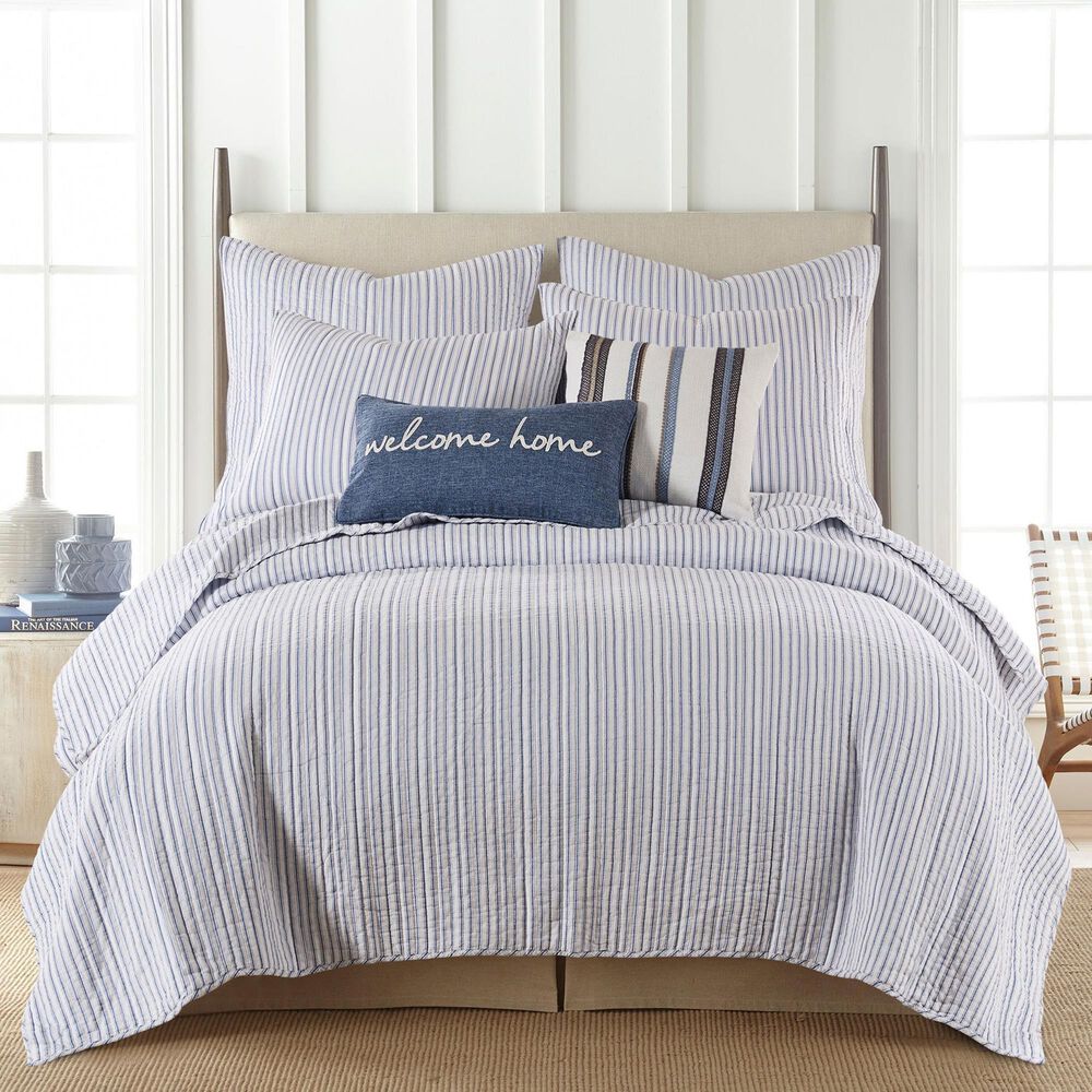 Levtex Tobago 3-Piece Stripe Full/Queen Quilt Set in Blue and White, , large
