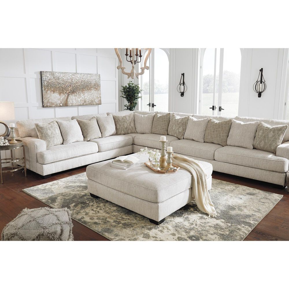 Ashley Rawcliffe Oversized Accent Ottoman in Parchment, , large