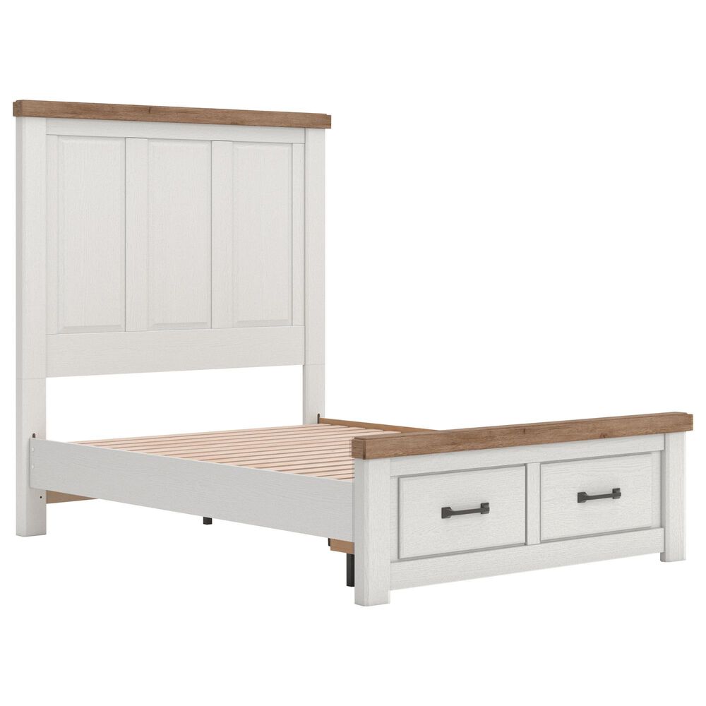 Ashley Savonport 5 Piece Full Storage Bedroom Set in White and Brown, , large