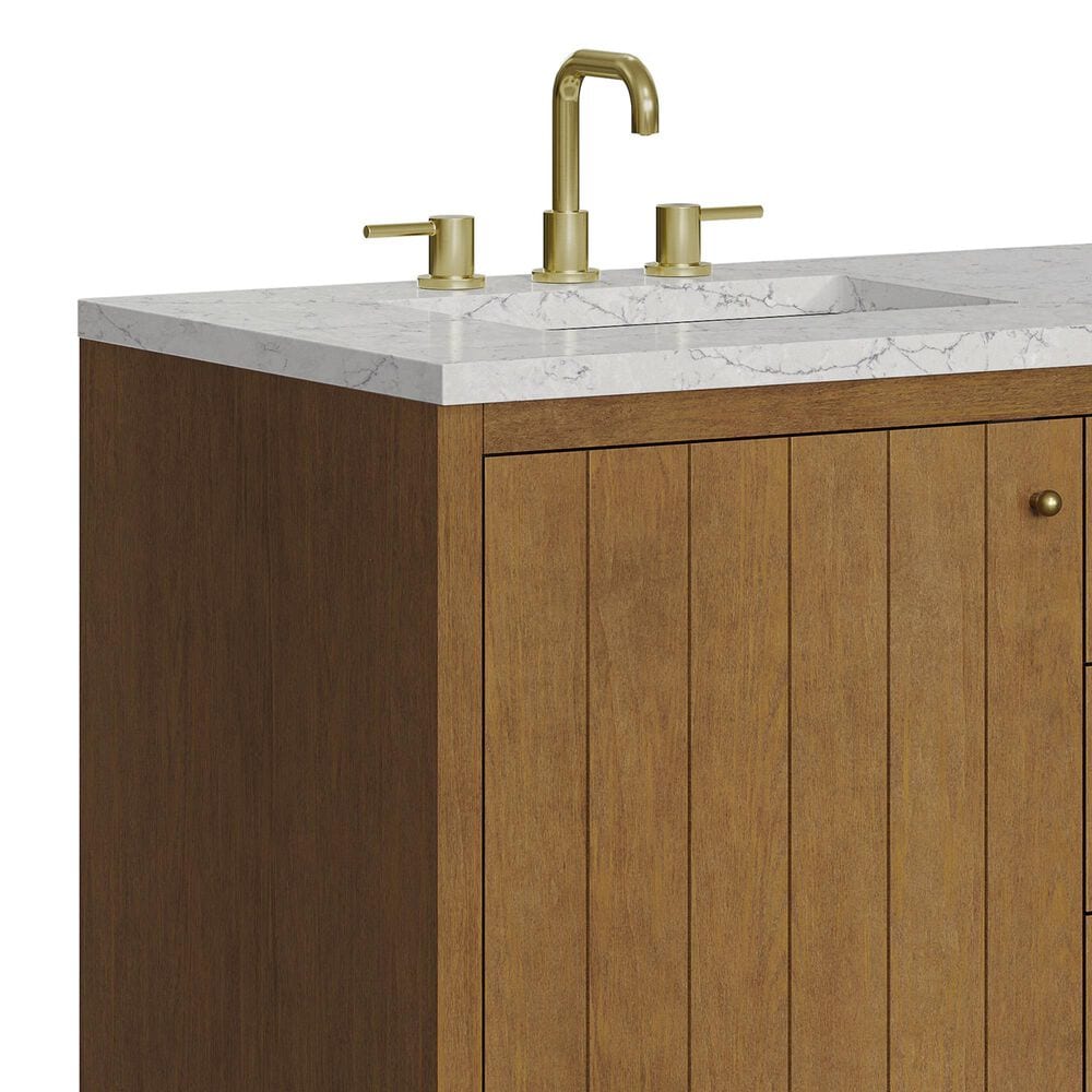 James Martin Hudson 60" Double Bathroom Vanity in Honey Oak with 3 cm Eternal Jasmine Pearl Silestone Top, Rectangular Sinks and FreePower Wireless Charger, , large