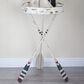 Maple and Jade Striped Paddle Accent End Table in Distressed White, Navy and Red, , large