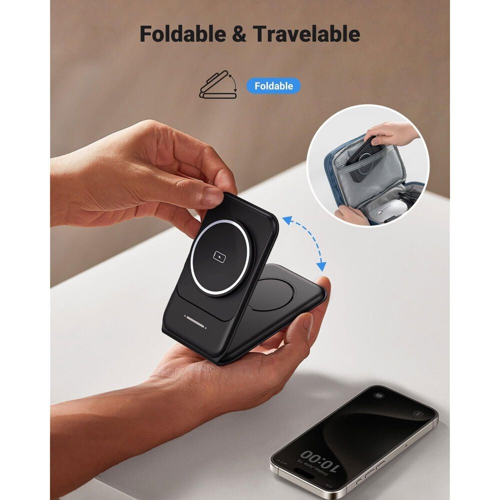Homcozy SnapGo 3-in-1 Wireless Charger in Black, , large