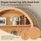 HOMLUX Farmhouse Fabric Arched Top Hall Tree with 5 Metal Hooks and Adjustable Shelves in Natural, , large