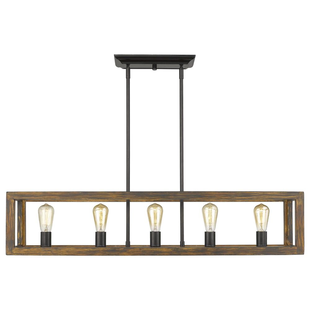 Golden Lighting Sutton 5-Light Linear Pendant in Matte Black and Rustic, , large