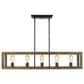 Golden Lighting Sutton 5-Light Linear Pendant in Matte Black and Rustic, , large