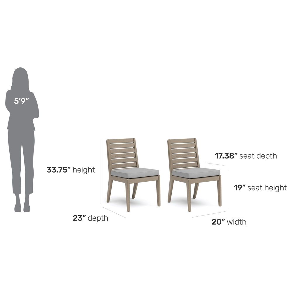 Homestyles Sustain Patio Dining Armless Chair with Gray Cushion in Stain Brown &#40;Set of 2&#41;, , large