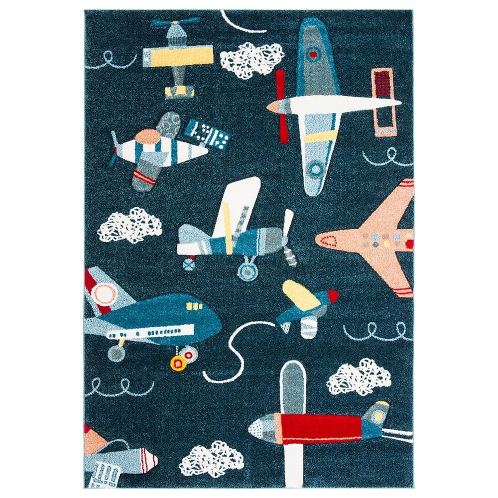 Safavieh Carousel CRK167 9" x 12" Navy and Ivory Kids Area Rug, , large